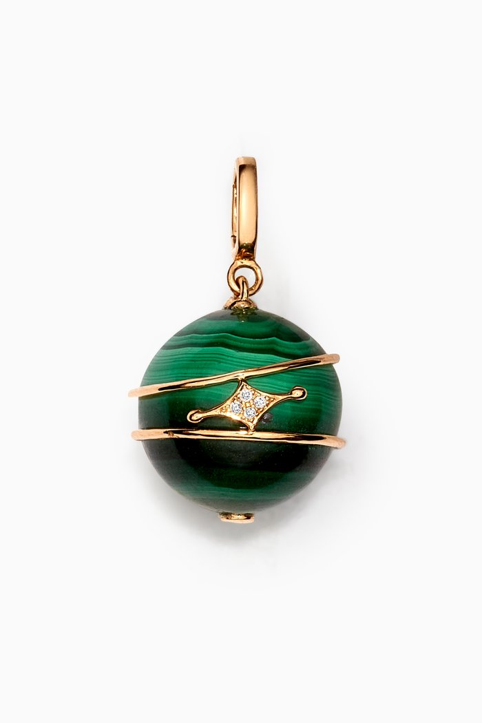

Candy Malachite & Diamond Charm in 18kt Yellow Gold