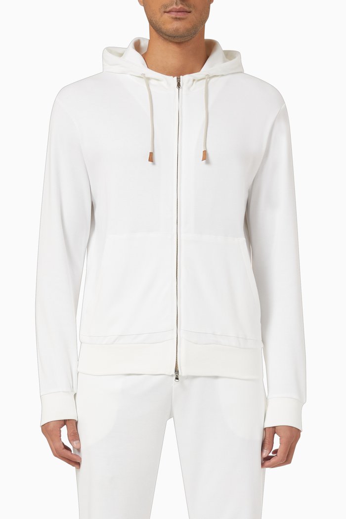 

Zip-up Hoodie in Fleece, White