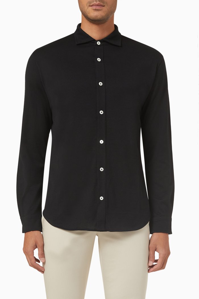 

Buttoned Shirt in Jersey, Black