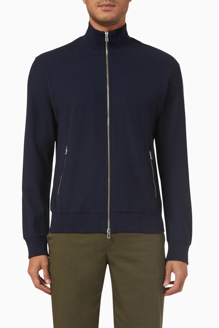 

Zip-up Sweatshirt in Cotton-piqué, Blue
