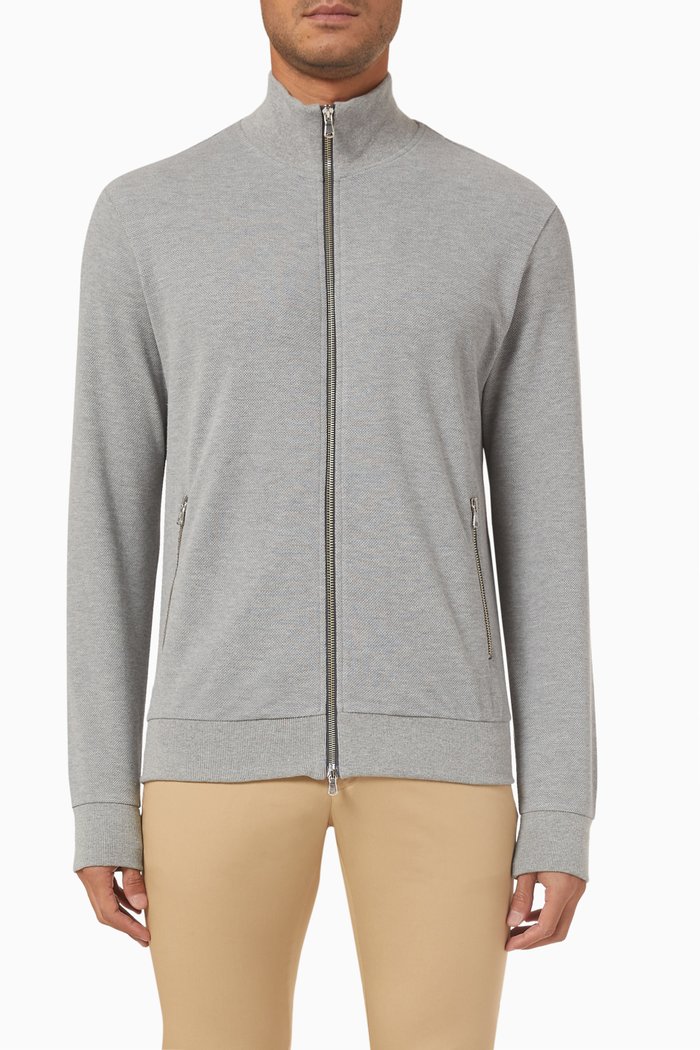 Zip-up Sweatshirt in Cotton-piqué, Grey