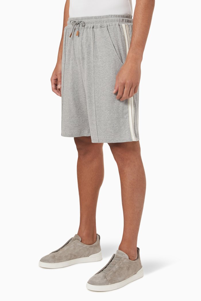 

Striped Bermuda Shorts in Fleece, Grey