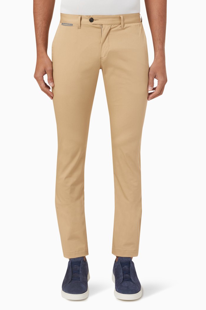 

Slim-fit Stretch Chino Pants in Cotton, Brown