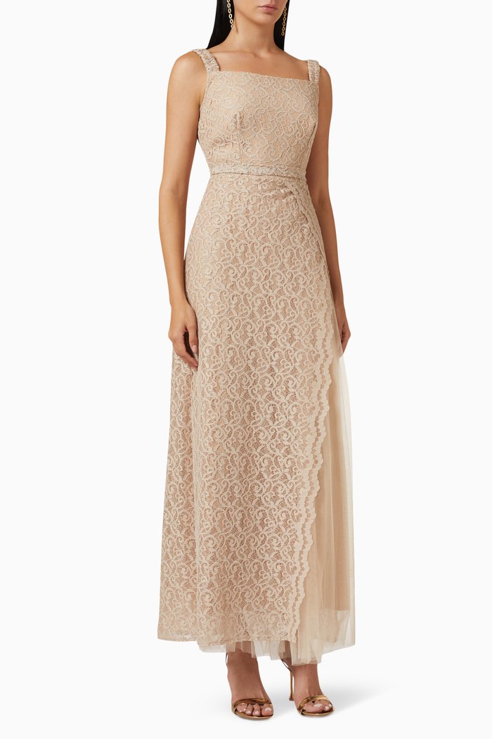 Dress in Lace & Tulle, Neutral