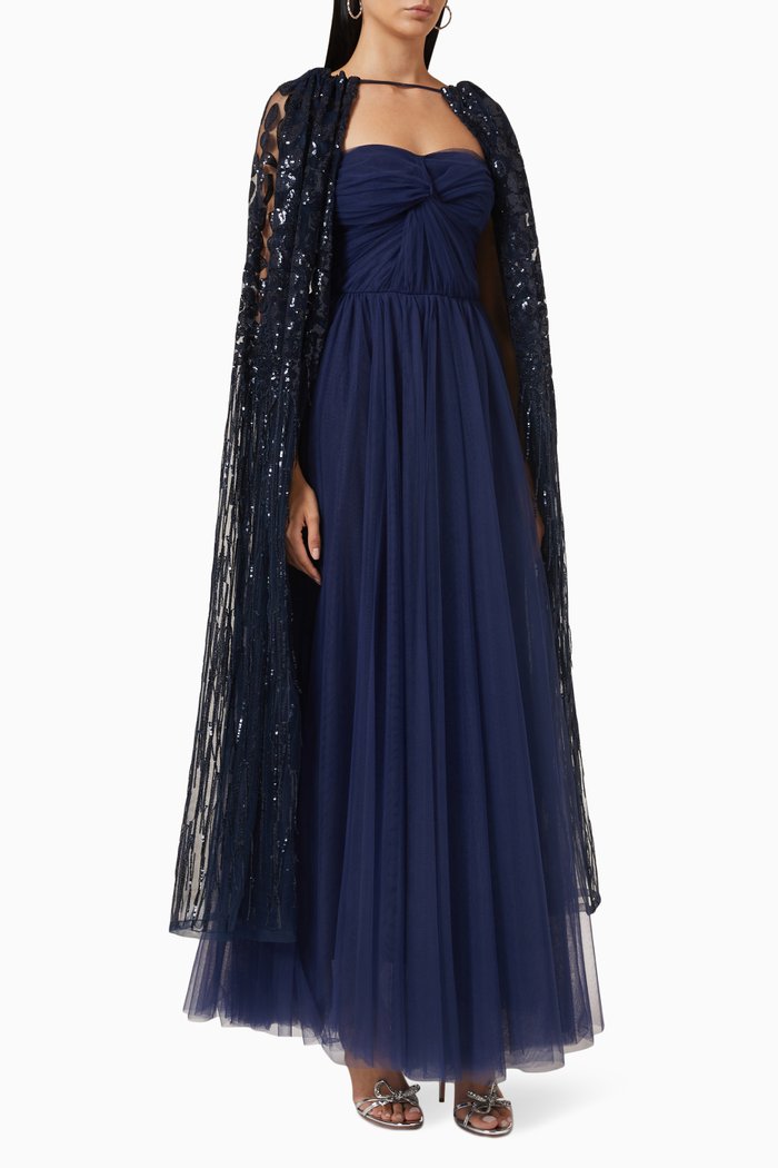 

Cape Dress in Tulle, Blue