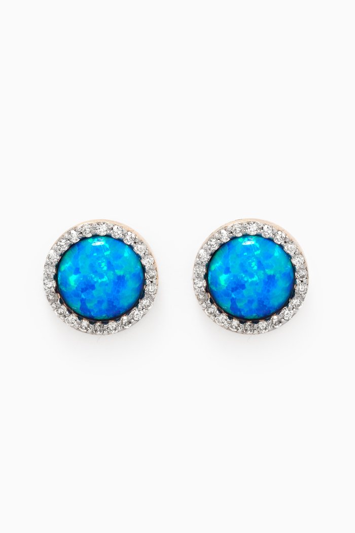 

Opal & Diamond Stud Earrings in 14kt Yellow Gold