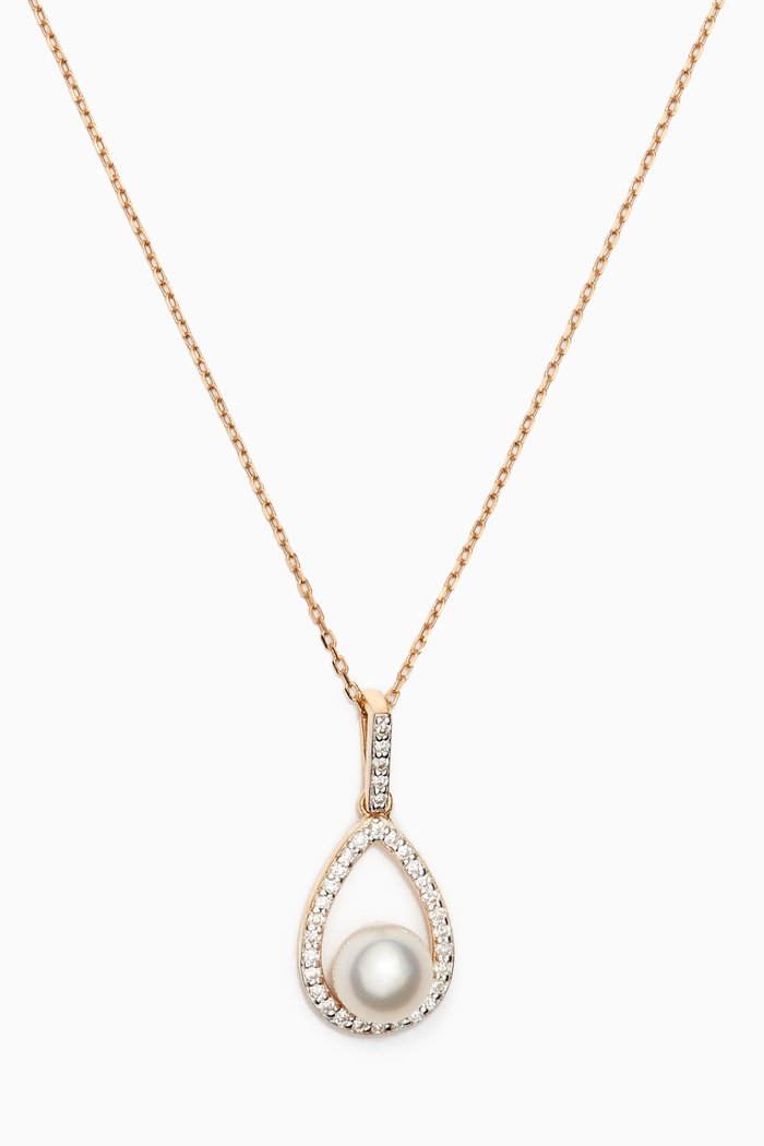 

Diamond Pearl Tear Drop Necklace in 14kt Yellow Gold