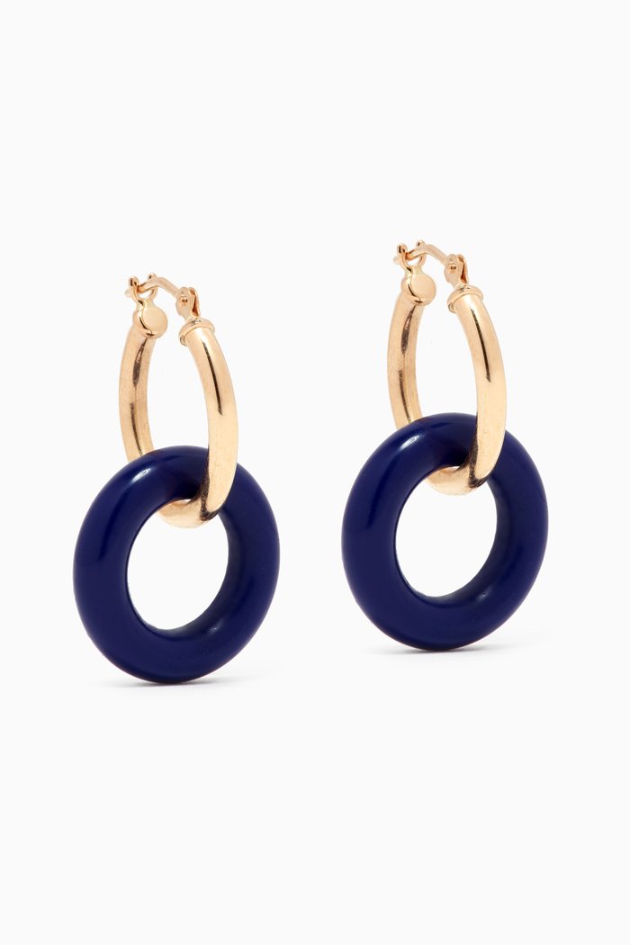 

Lapis Donut Hoop Earrings in 14kt Yellow Gold