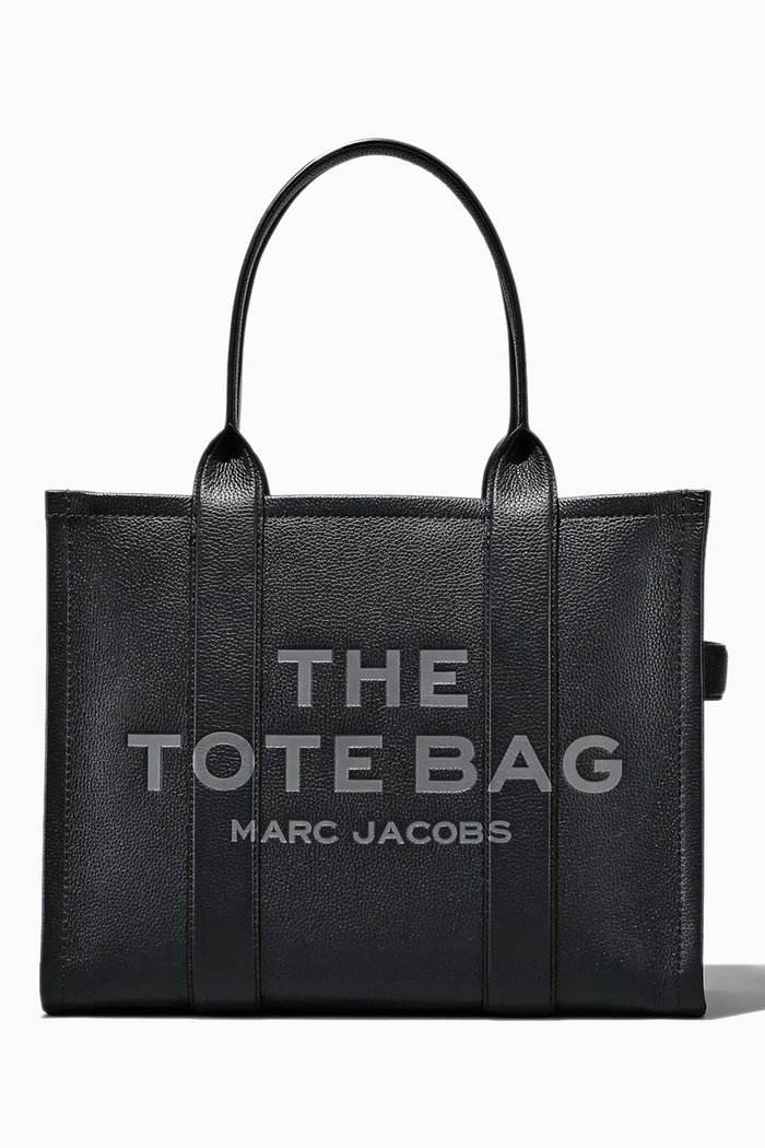 The Large Tote Bag in Leather, Black