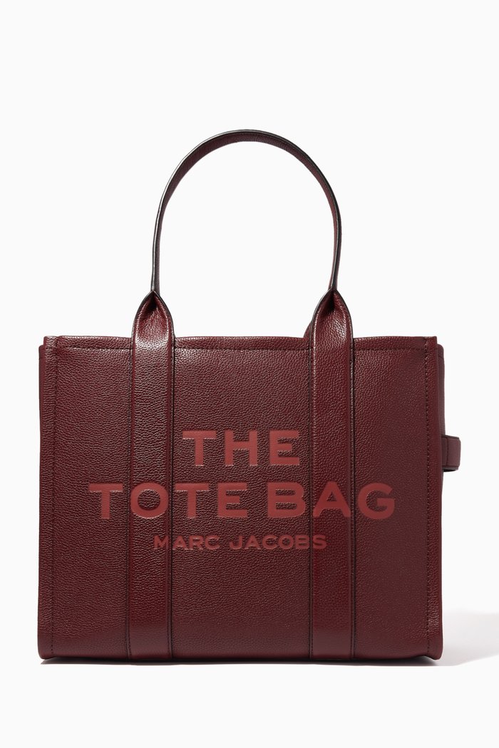 The Large Tote Bag in Leather, Burgundy