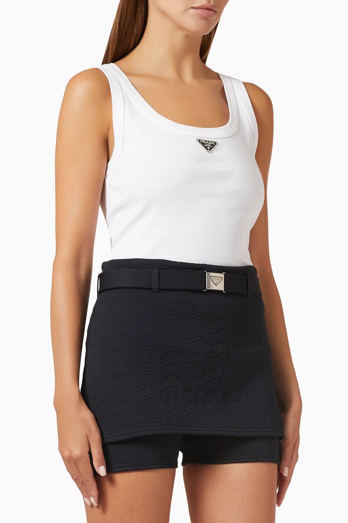 

Logo Ribbed Tank Top in Cotton-jersey, White