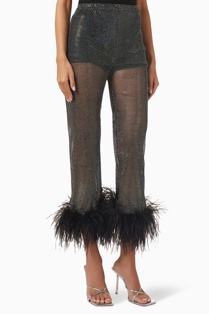 

Feathers Pants in Sheer Mesh, Black