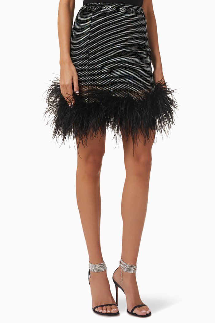 

Feathers Skirt in Sheer Mesh, Black