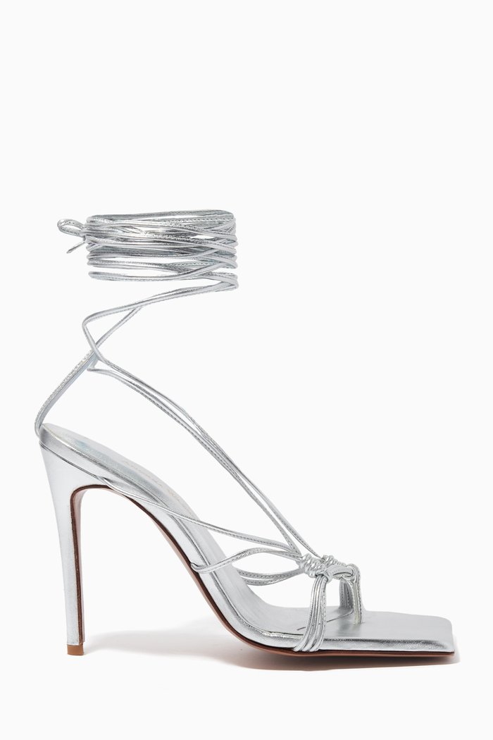 

Mandaloun 105 Strappy Sandals in Patent Leather, Silver