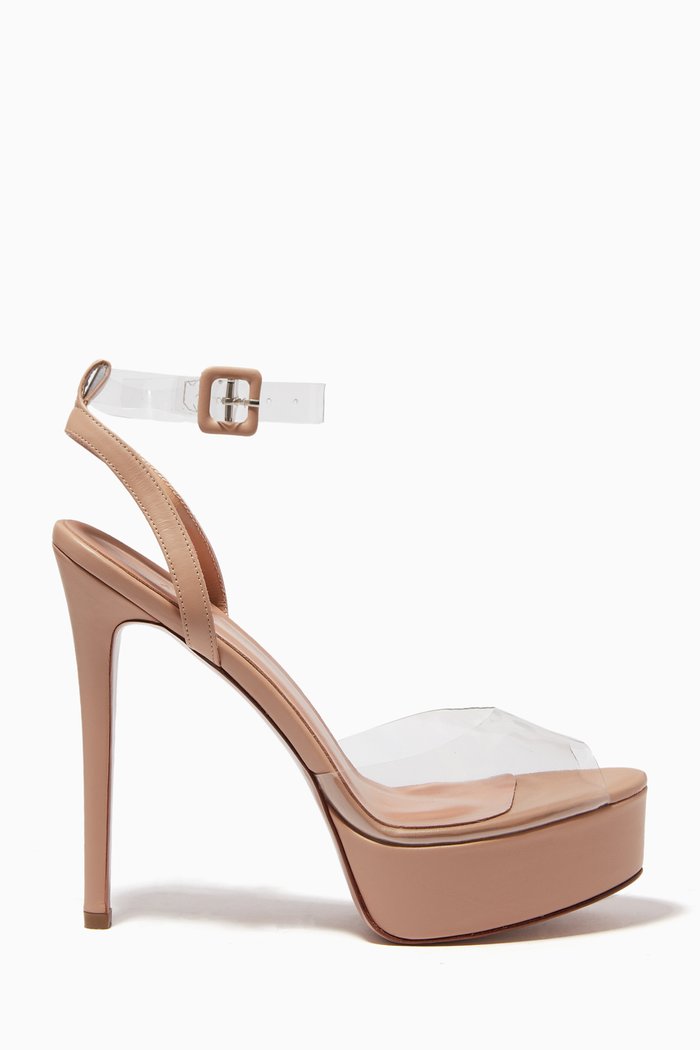 

Antigone 105 Buckled Sandals in PVC & Leather, Neutral