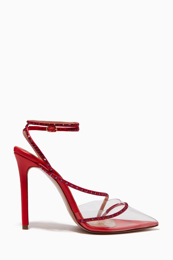 Dassy Sunset 105 Swarovski Sandals in PVC & Patent Leather, Red