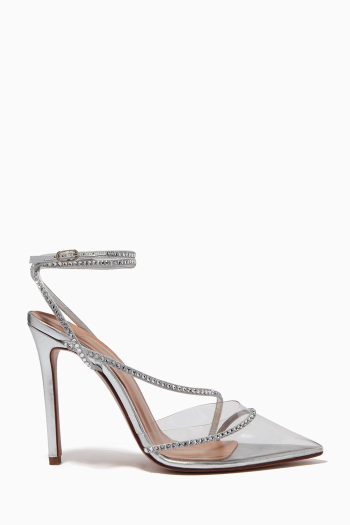 

Dassy Sunset 105 Swarovski Sandals in PVC & Patent Leather, Silver