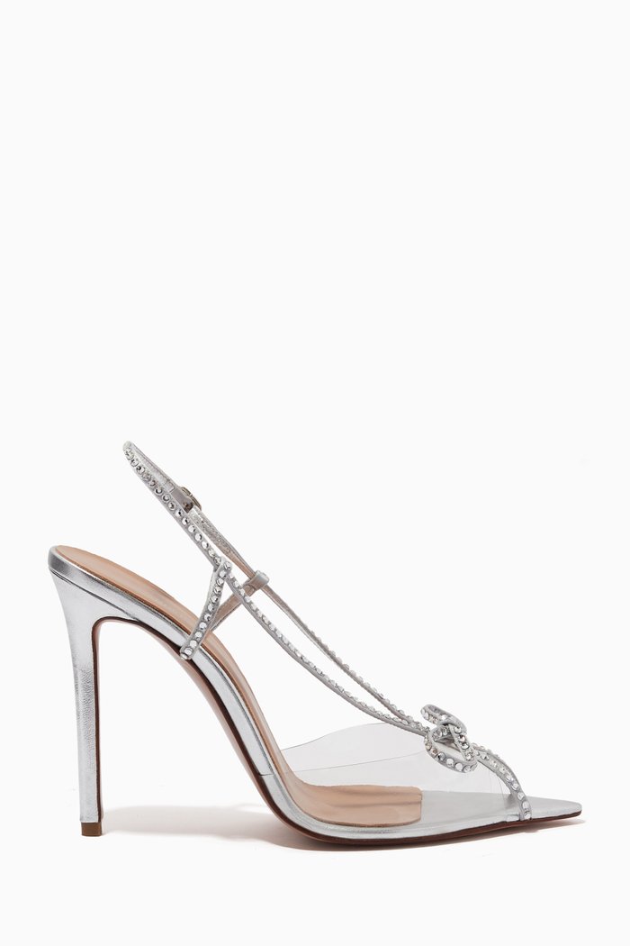 Kay 105 Swarovski Slingback Pumps in PVC & Patent Leather, Silver