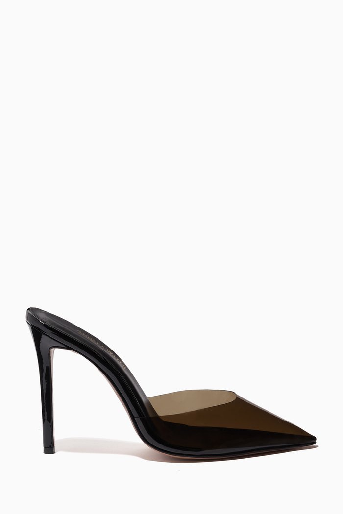 

Kylie 105 Point-toe Mules in PVC & Patent Leather, Black