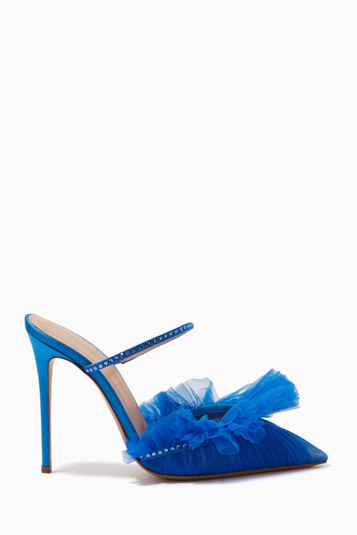

Kaya 95 Mules in Tulle & Satin, Blue
