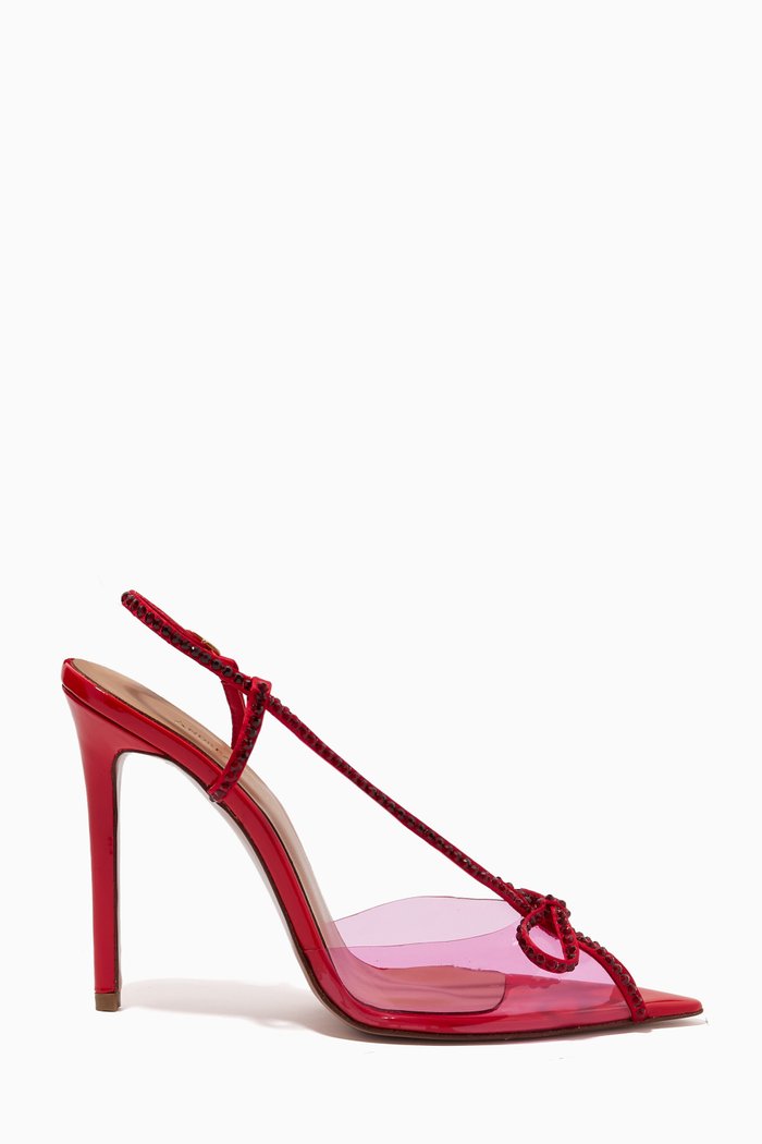 

Kay 105 Swarovski Slingback Pumps in PVC & Patent Leather, Red