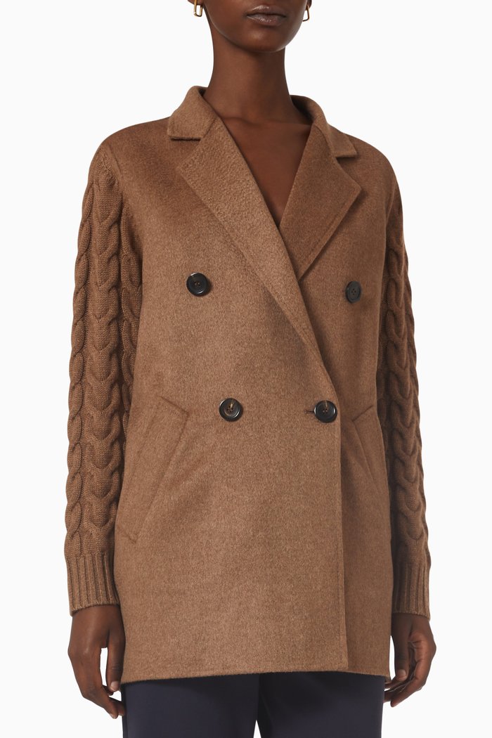 

Satrapo Knitted Coat in Wool & Cashmere-blend, Brown