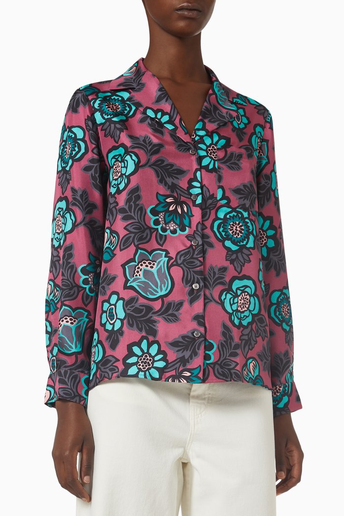 

Gardone Shirt in Silk Twill, Purple