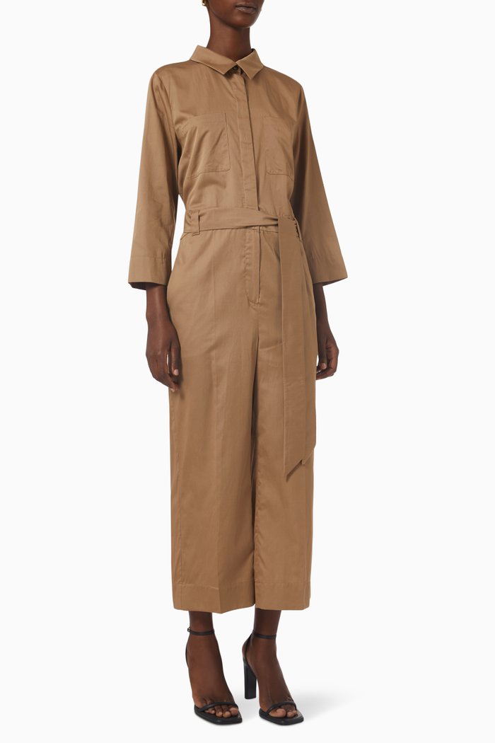 Nepal Cropped Jumpsuit in Cotton, Metallic