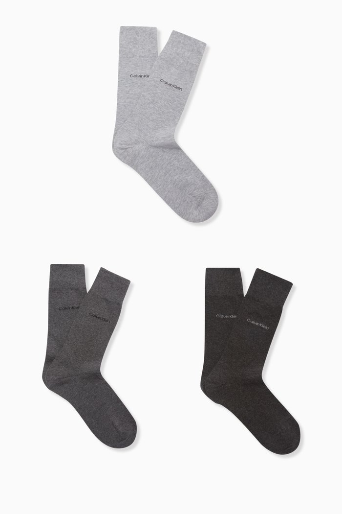 

Socks in Cotton, Set of Three, Grey