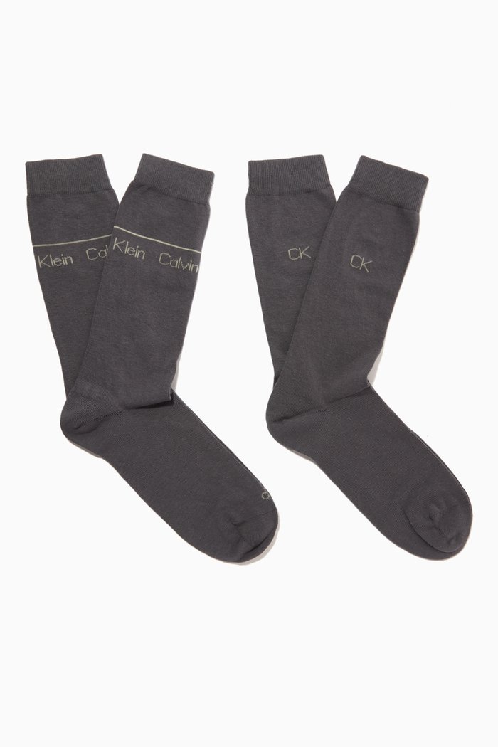 

Classic Crew Socks in Cotton, Set of 2, Grey