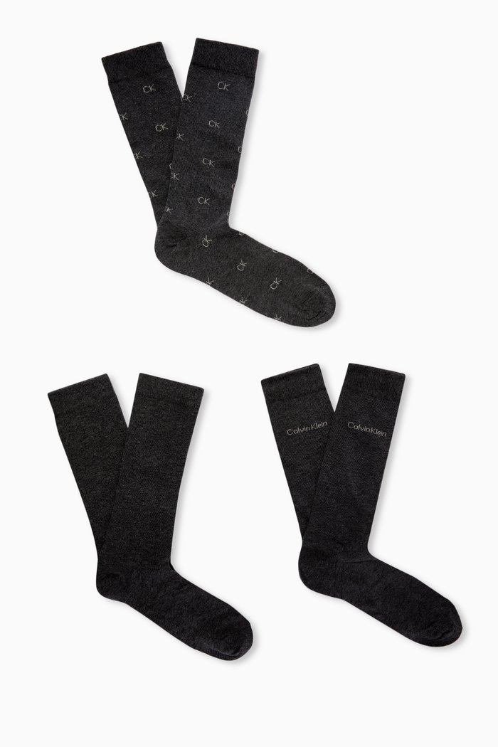 

Logo Socks in Cotton-blend, Set of 3, Grey