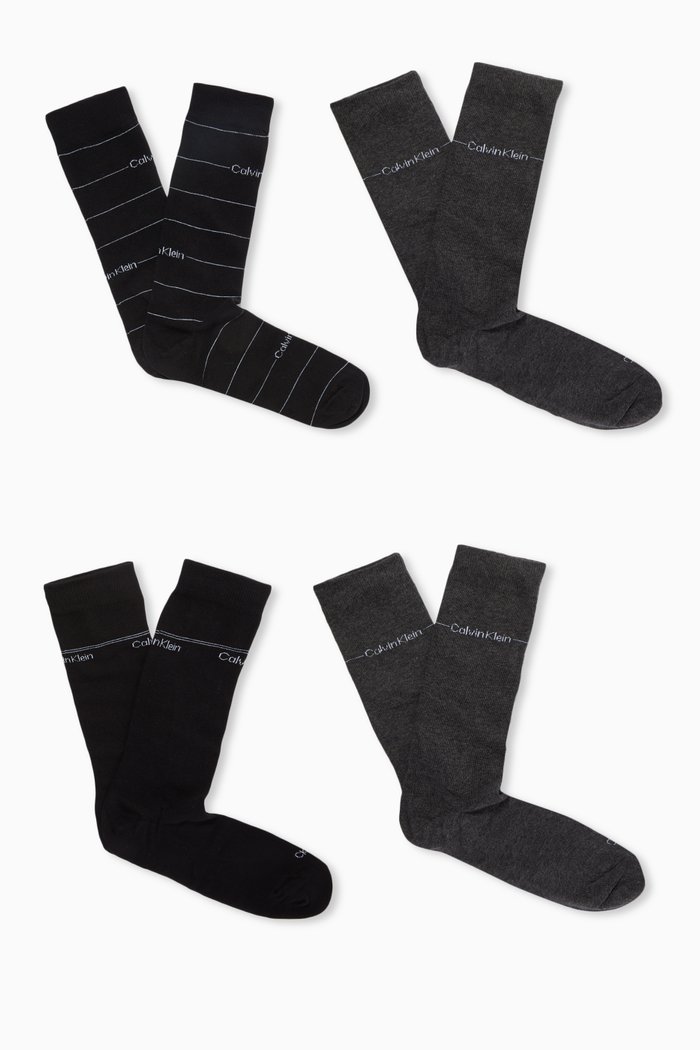 Logo Socks in Cotton-blend, Set of 4, Black