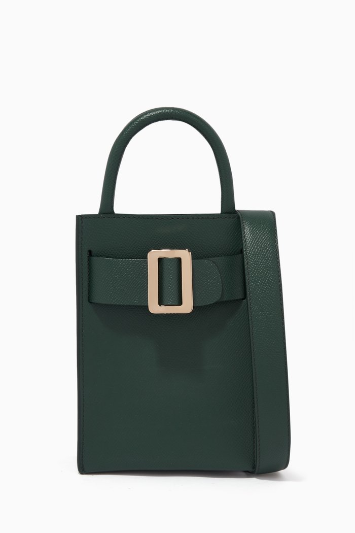 

Bobby Tourist Mini Tote Bag in Palmellato Calfskin, Green