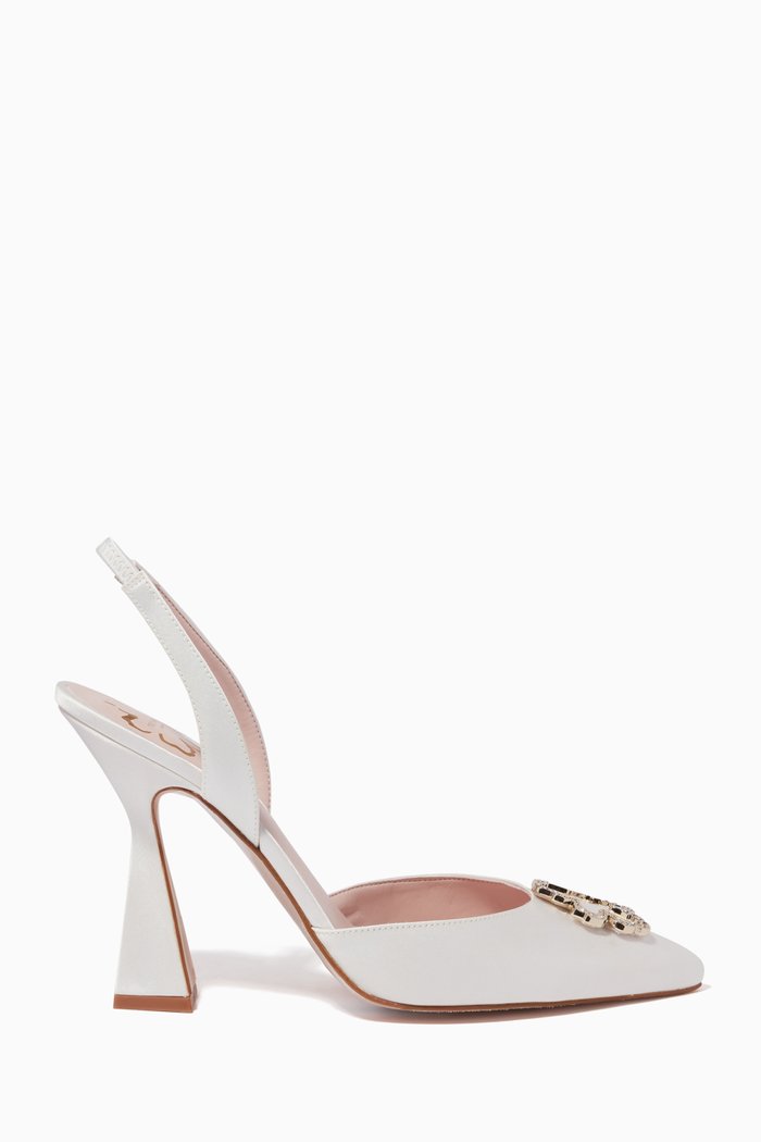 

Betzayy 100 Embellished Slingback Pumps in Faux Leather, Neutral