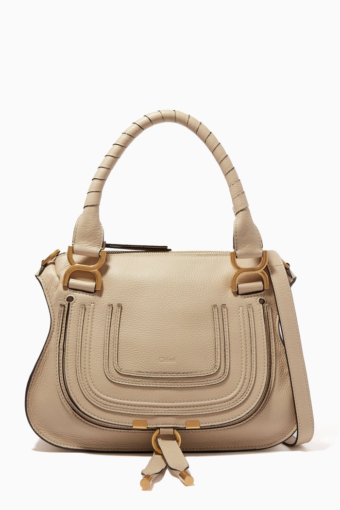 

Small Marcie Shoulder Bag in Leather, Neutral