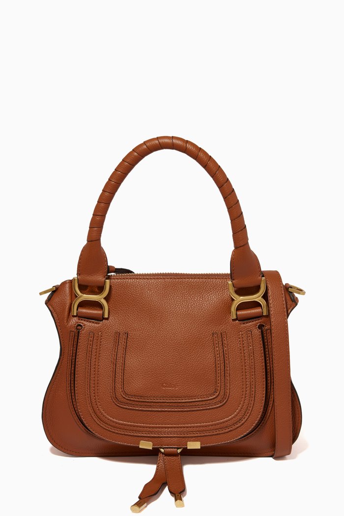 

Small Marcie Shoulder Bag in Leather, Brown