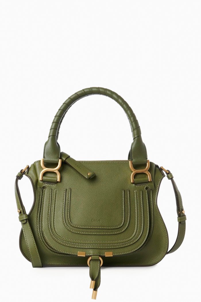 

Small Marcie Shoulder Bag in Leather, Green