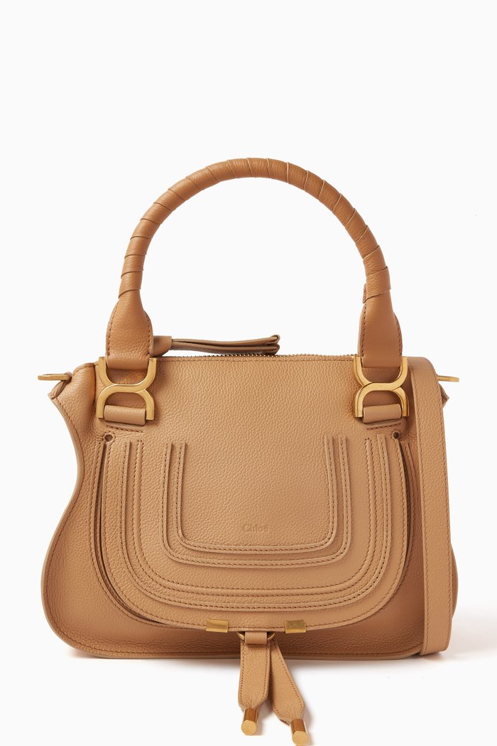 

Small Marcie Shoulder Bag in Leather, Neutral