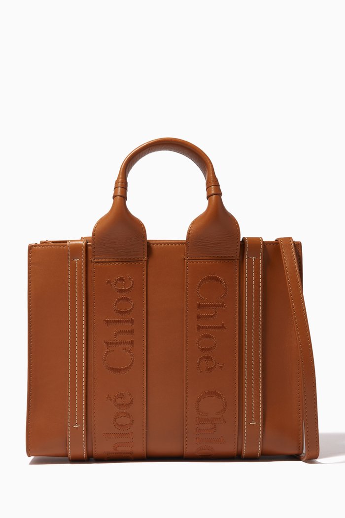 

Small Woody Tote Bag in Leather, Brown