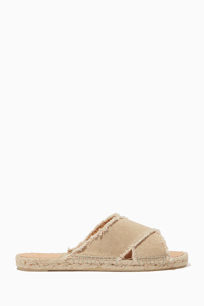 

Palmera Espadrille Slides in Canvas, Neutral