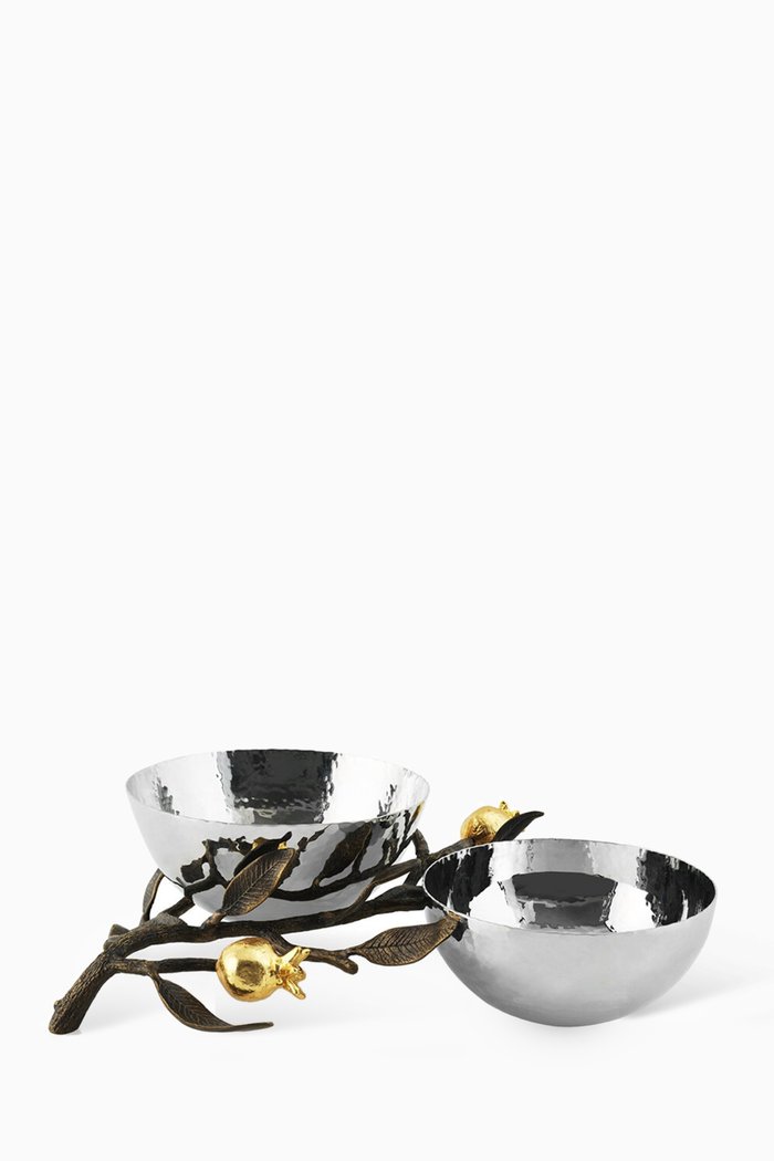 

Pomegranate Double Dish in Stainless Steel, Silver