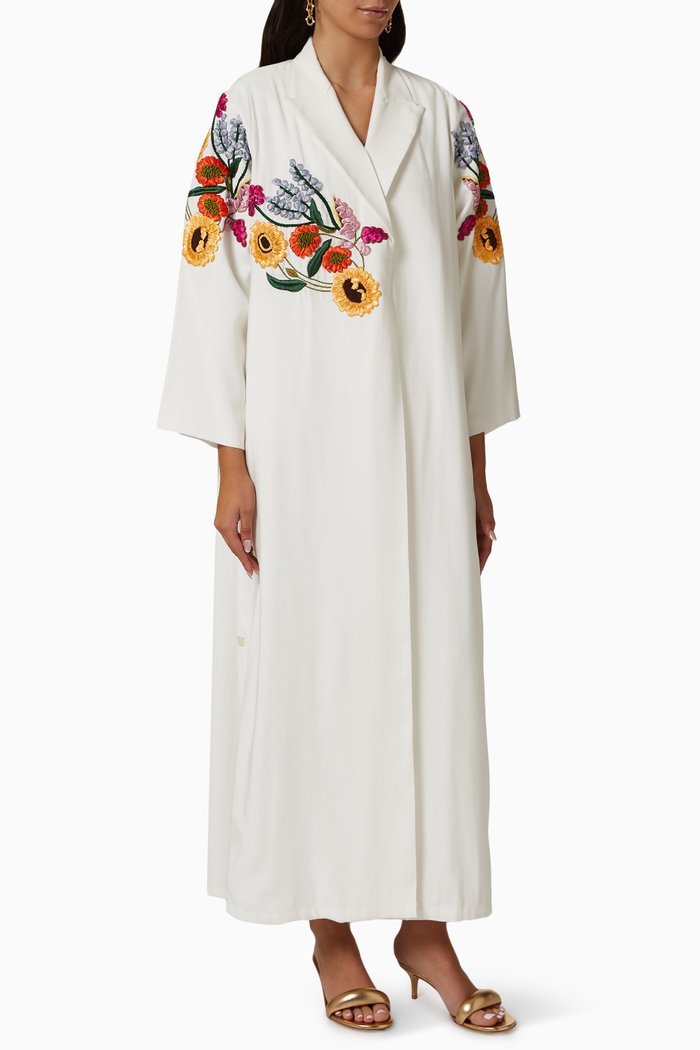 Embroidered Abaya, White
