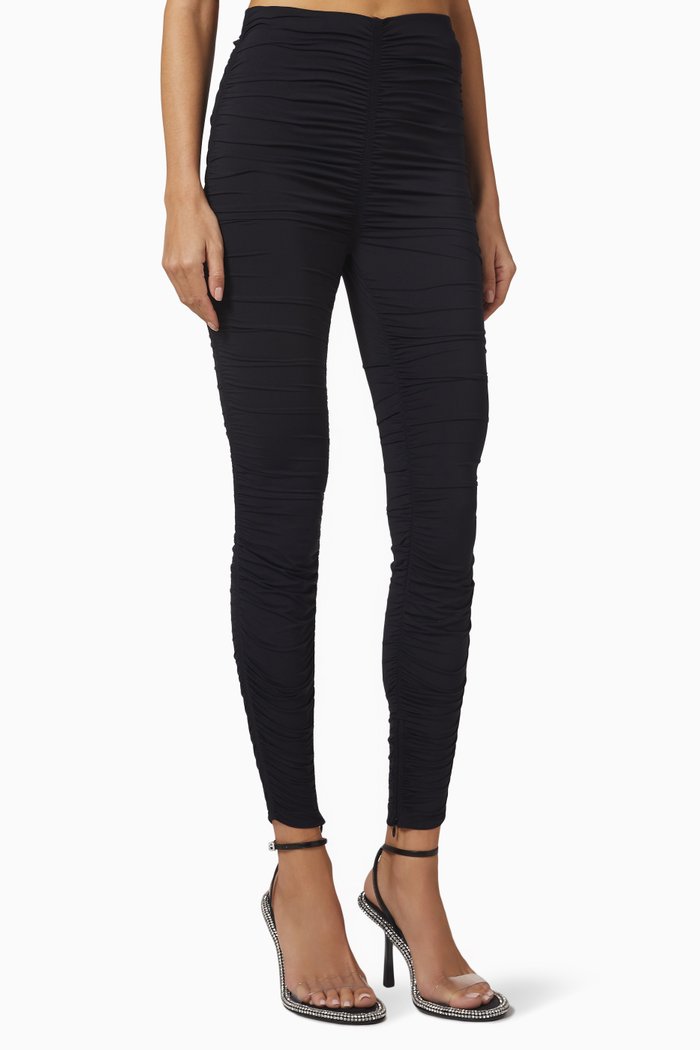 

Ruched Leggings in Hosiery Jersey, Black