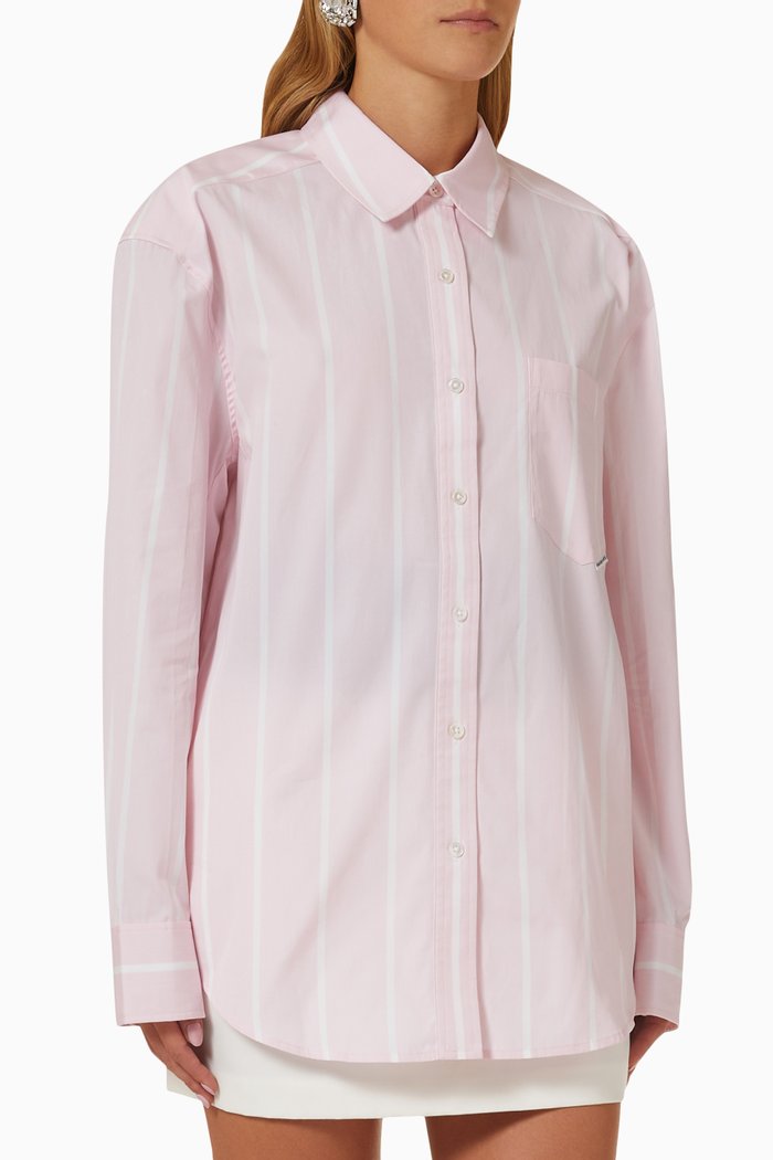 

Oversized Button-down Striped Shirt in Cotton Shirting, Pink