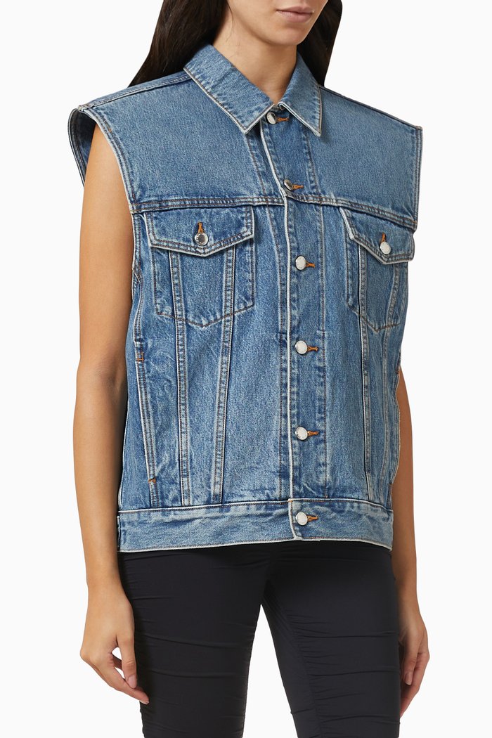 

Bonded Oversized Vest in Denim, Blue
