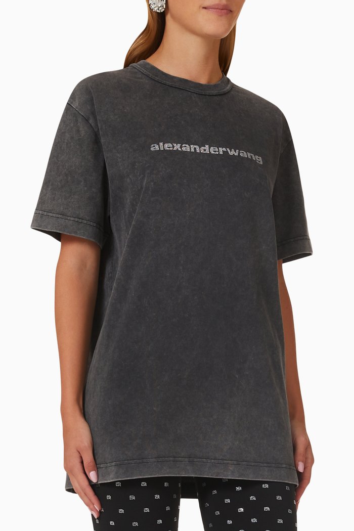 

Embellished Logo Grill T-shirt in Compact-jersey, Black