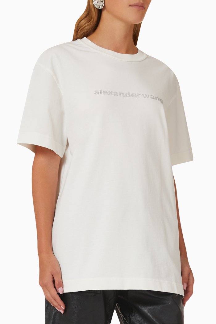 

Embellished Logo Grill T-shirt in Compact-jersey, White