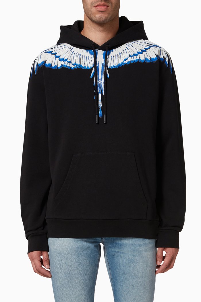 Icon Wings-print Hoodie in Cotton-jersey, Black