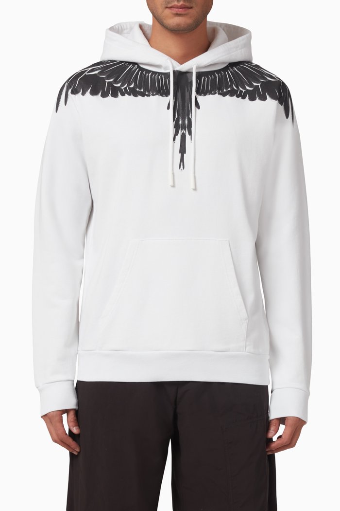 

Icon Wings-print Hoodie in Cotton-jersey, White