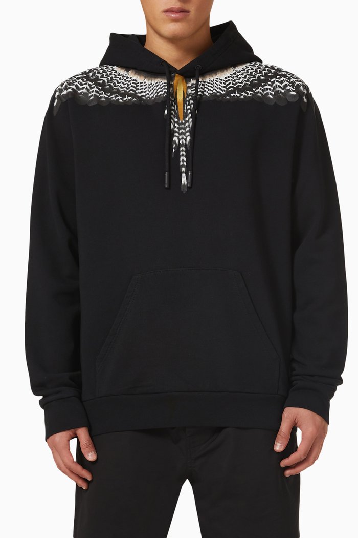 

Grizzly Wings Hoodie in Fleece, Black